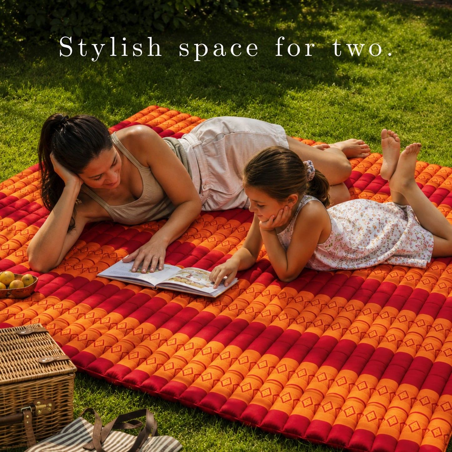 Thai Kapok XXL Roll-Up Double Floor Mattress for Yoga, Massage and Meditation (Red and Orange)