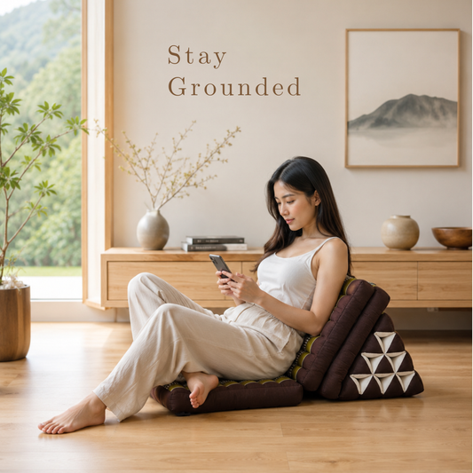 Thai Kapok 3 Fold Mattress with Triangle Cushion ~ Green Brown