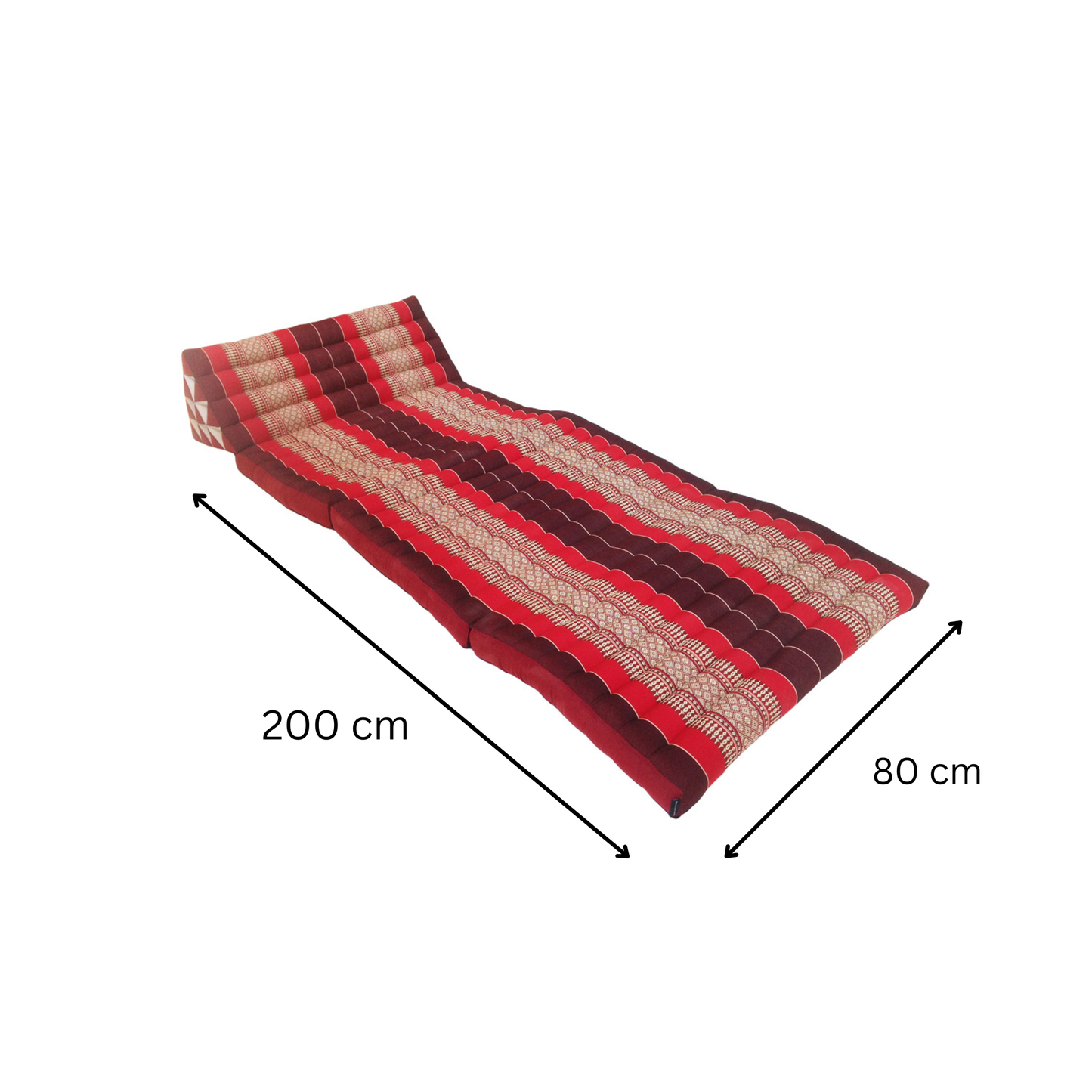 Thai Kapok Extra-Wide 3-Fold Floor Cushion Recliner Futon Set – Red & Maroon