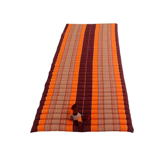 Thai Kapok Roll Up Floor & Topper Mattress – Medium 200 × 80cm - Orange & Maroon