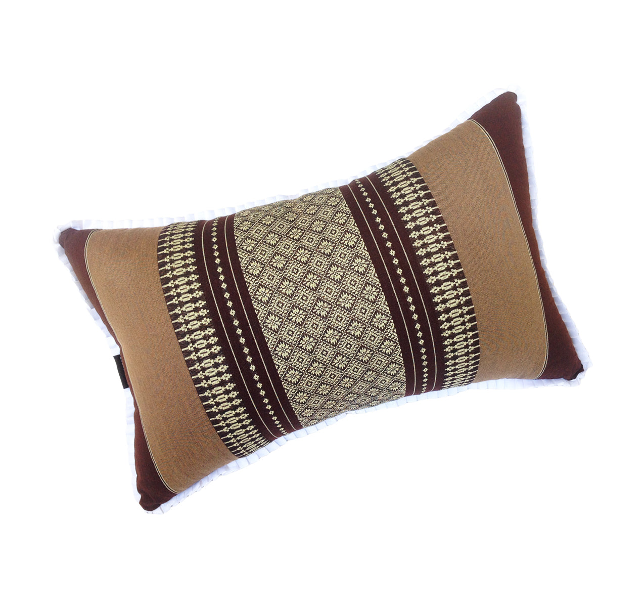 Traditional Thai Kapok Yoga & Meditation Support Pillow – Large Rectangle 45×28cm | Firm Floor Cushion for Yoga, Meditation & Massage (Brown)