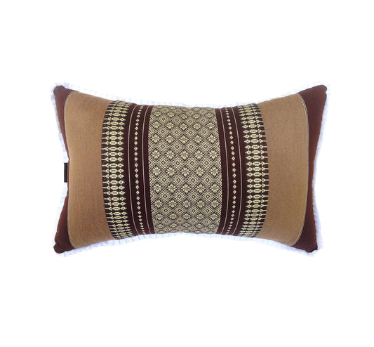 Traditional Thai Kapok Yoga & Meditation Support Pillow – Large Rectangle 45×28cm | Firm Floor Cushion for Yoga, Meditation & Massage (Brown)