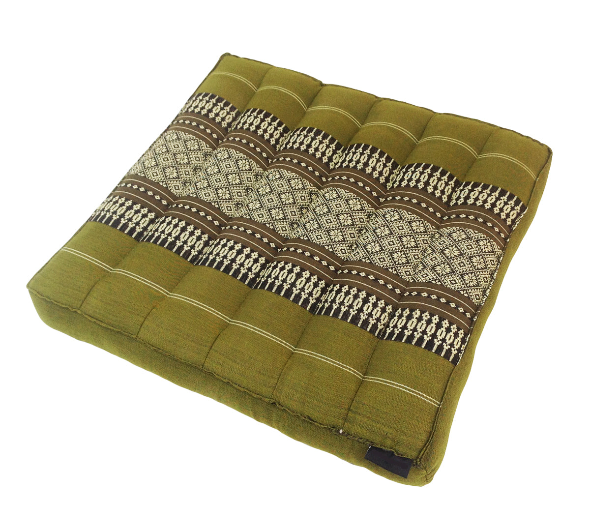 Thai Kapok Meditation Floor Cushion 40cm | Firm Yoga & Prayer Seat (Green)