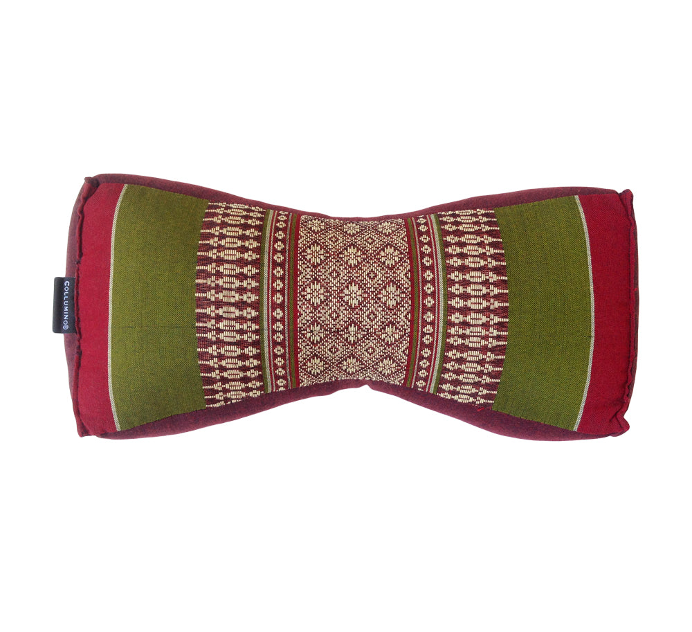 Kapok Chinese Neck Support Pillow ~ Green Burgundy