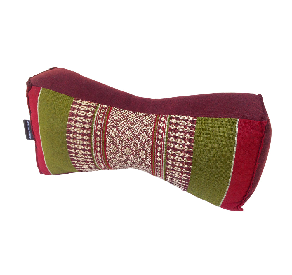 Kapok Chinese Neck Support Pillow ~ Green Burgundy