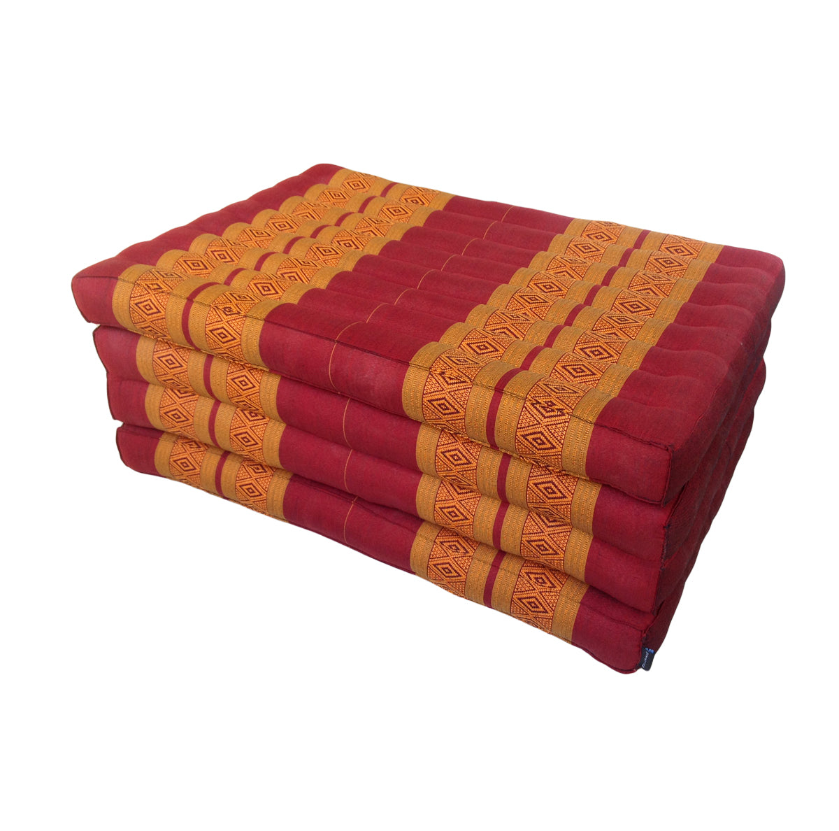 Thai Kapok Folding Floor Mattress – Single (200 × 80 cm) Natural Firm Support for Yoga, Meditation, Massage & Guest Bed, Indoor & Outdoor Use (Copper and Burgundy)