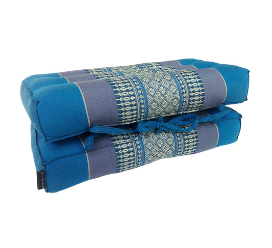 Traditional Thai Kapok Meditation Cushion for Yoga, Floor Seating & Mindfulness – Organic Foldable Yoga Cushion with Handle (Blue)