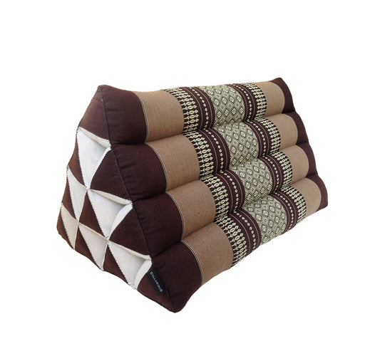 Collumino Traditional Thai Kapok Triangle Cushion – Firm Lumbar Support Recliner for Yoga, Meditation & Relaxation (Brown)
