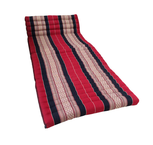 Thai Kapok Extra-Wide 3-Fold Floor Cushion Recliner Futon Set – Black & Red