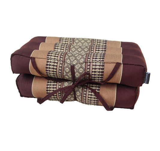 Traditional Thai Kapok Meditation Cushion for Yoga, Floor Seating & Mindfulness – Organic Foldable Yoga Cushion with Handle (Brown)