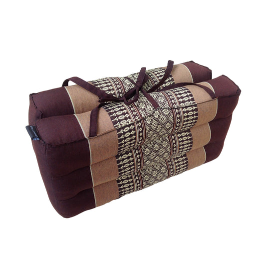 Traditional Thai Kapok Meditation Cushion for Yoga, Floor Seating & Mindfulness – Organic Foldable Yoga Cushion with Handle (Brown)