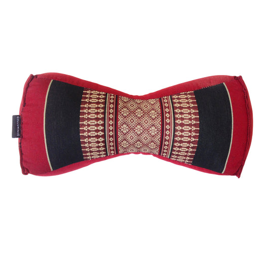 Kapok Chinese Neck Support Pillow ~ Black Red