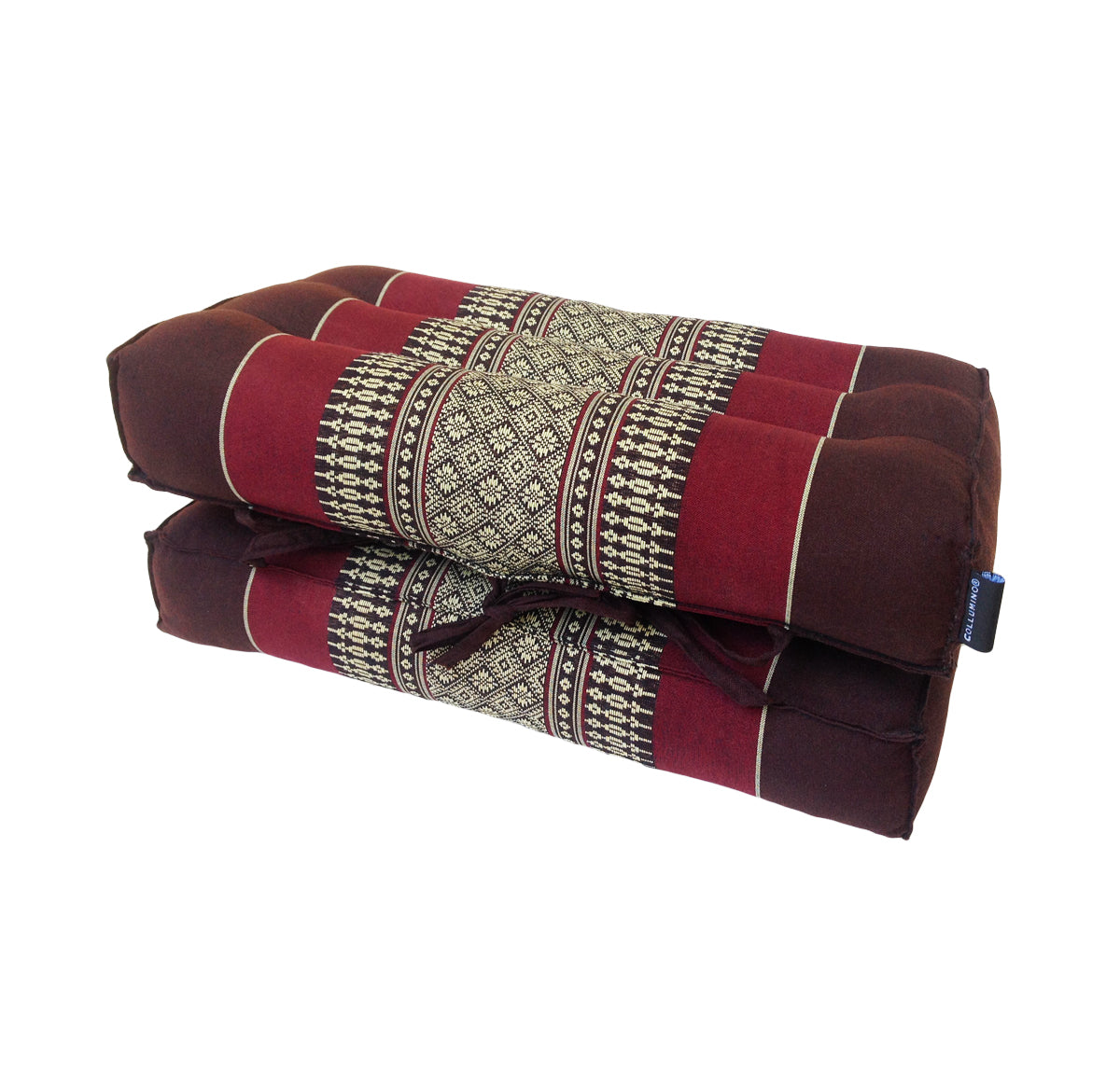 Traditional Thai Kapok Meditation Cushion for Yoga, Floor Seating & Mindfulness – Organic Foldable Yoga Cushion with Handle (Burgundy and Brown)