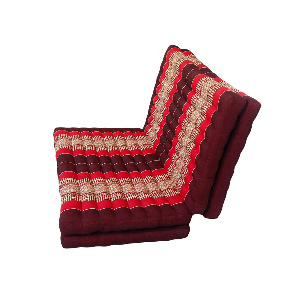 Thai Kapok Folding Floor Mattress – Single (200 × 80 cm) Natural Firm Support for Yoga, Meditation, Massage & Guest Bed, Indoor & Outdoor Use (Red and Maroon)