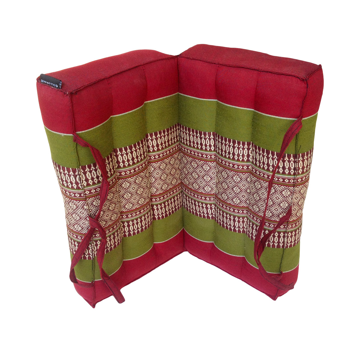 Traditional Thai Kapok Meditation Cushion for Yoga, Floor Seating & Mindfulness – Organic Foldable Yoga Cushion with Handle (Green and Burgundy)