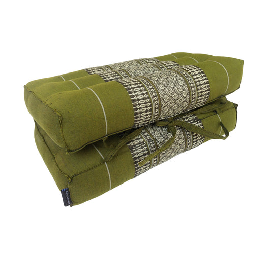 Traditional Thai Kapok Meditation Cushion for Yoga, Floor Seating & Mindfulness – Organic Foldable Yoga Cushion with Handle (Green)