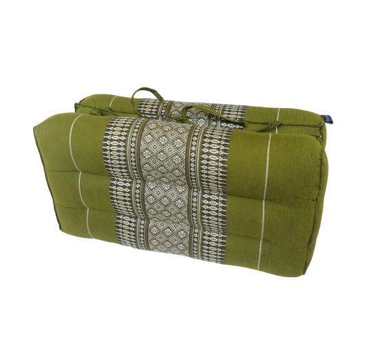 Traditional Thai Kapok Meditation Cushion for Yoga, Floor Seating & Mindfulness – Organic Foldable Yoga Cushion with Handle (Green)