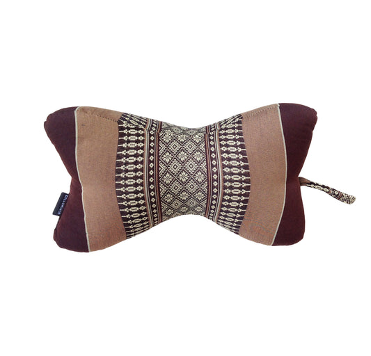 Collumino Traditional Thai Kapok Neck Support Pillow – Organic Firm Yoga & Massage Bolster Cushion (30 x 15cm) Portable Headrest & Knee Support (Brown)