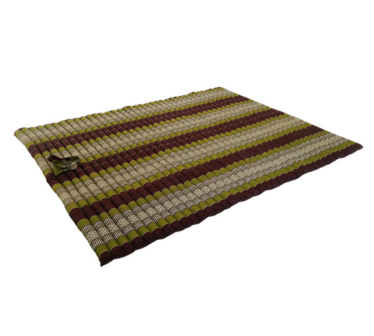 Thai Kapok XXL Roll-Up Double Mattress for Yoga or Massage, Green Brown