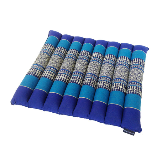 Collumino Thai Kapok Roll-Up Floor Cushion | Portable Meditation Yoga and Prayer Seat Pad 38x38cm (Royal Blue)