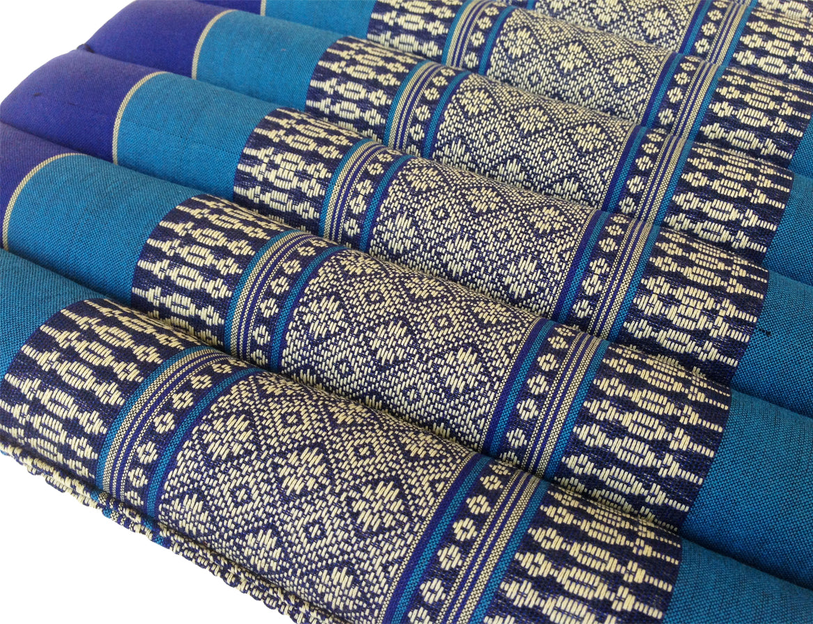 Collumino Thai Kapok Roll-Up Floor Cushion | Portable Meditation Yoga and Prayer Seat Pad 38x38cm (Royal Blue)