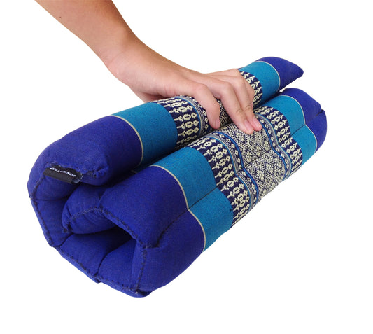 Collumino Thai Kapok Roll-Up Floor Cushion | Portable Meditation Yoga and Prayer Seat Pad 38x38cm (Royal Blue)