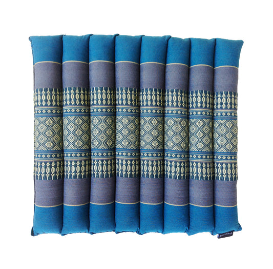 Collumino Thai Kapok Roll-Up Floor Cushion | Portable Meditation Yoga and Prayer Seat Pad 38x38cm (Blue)
