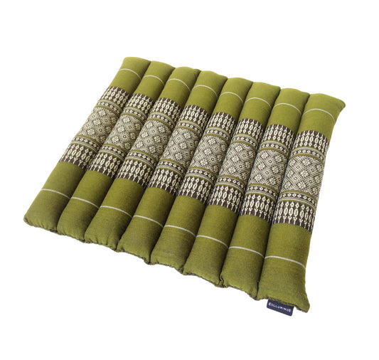 Collumino Thai Kapok Roll-Up Floor Cushion | Portable Meditation Yoga and Prayer Seat Pad 38x38cm (Green)