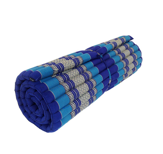 Thai Kapok XL Roll-Up Floor Mattress for Yoga, Massage & Meditation (Royal Blue)