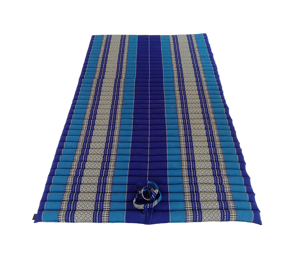 Thai Kapok XL Roll-Up Floor Mattress for Yoga, Massage & Meditation (Royal Blue)