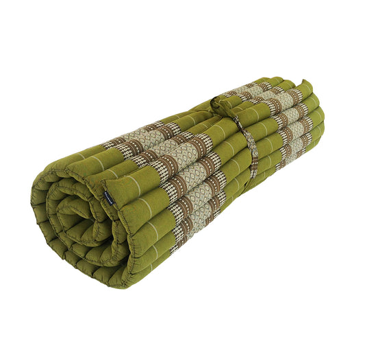 Thai Kapok XL Roll-Up Floor Mattress for Yoga, Massage & Meditation (Green)