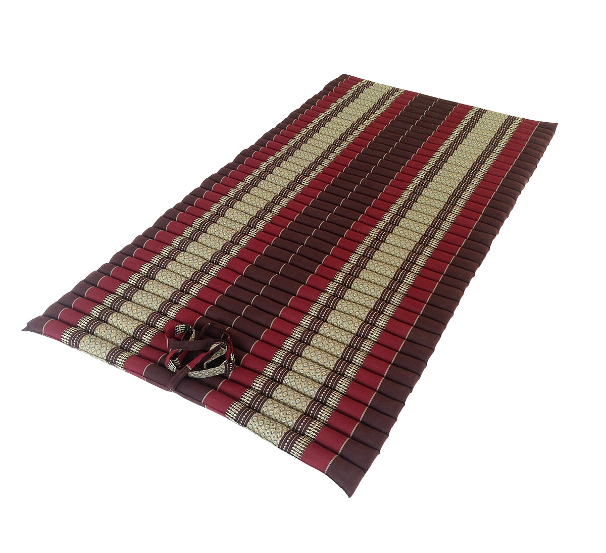 Thai Kapok XL Roll-Up Floor Mattress for Yoga, Massage & Meditation (Burgundy and Brown)