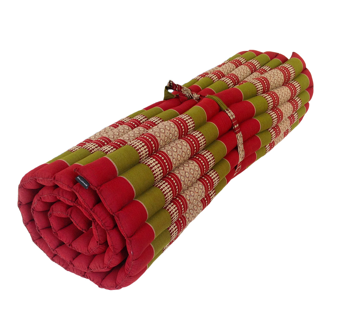 Thai Kapok XL Roll-Up Floor Mattress for Yoga, Massage & Meditation (Green and Burgundy)