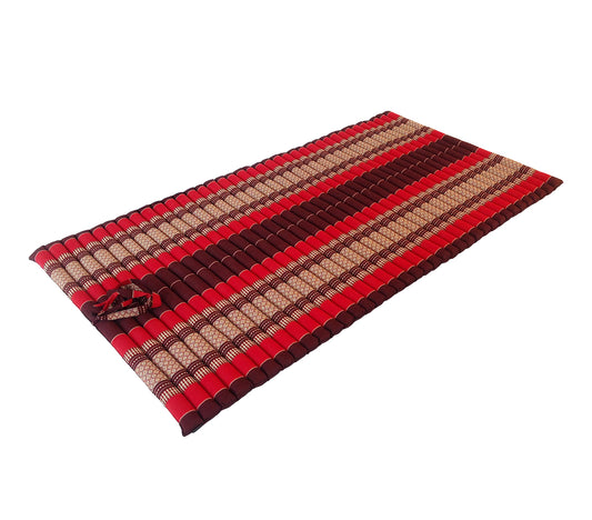 Thai Kapok XL Roll-Up Floor Mattress for Yoga, Massage & Meditation (Red and Maroon)