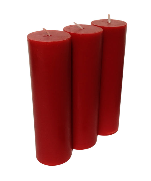 Wine Red Pillar Candle size 15 x 4.3cm - Pack of 3