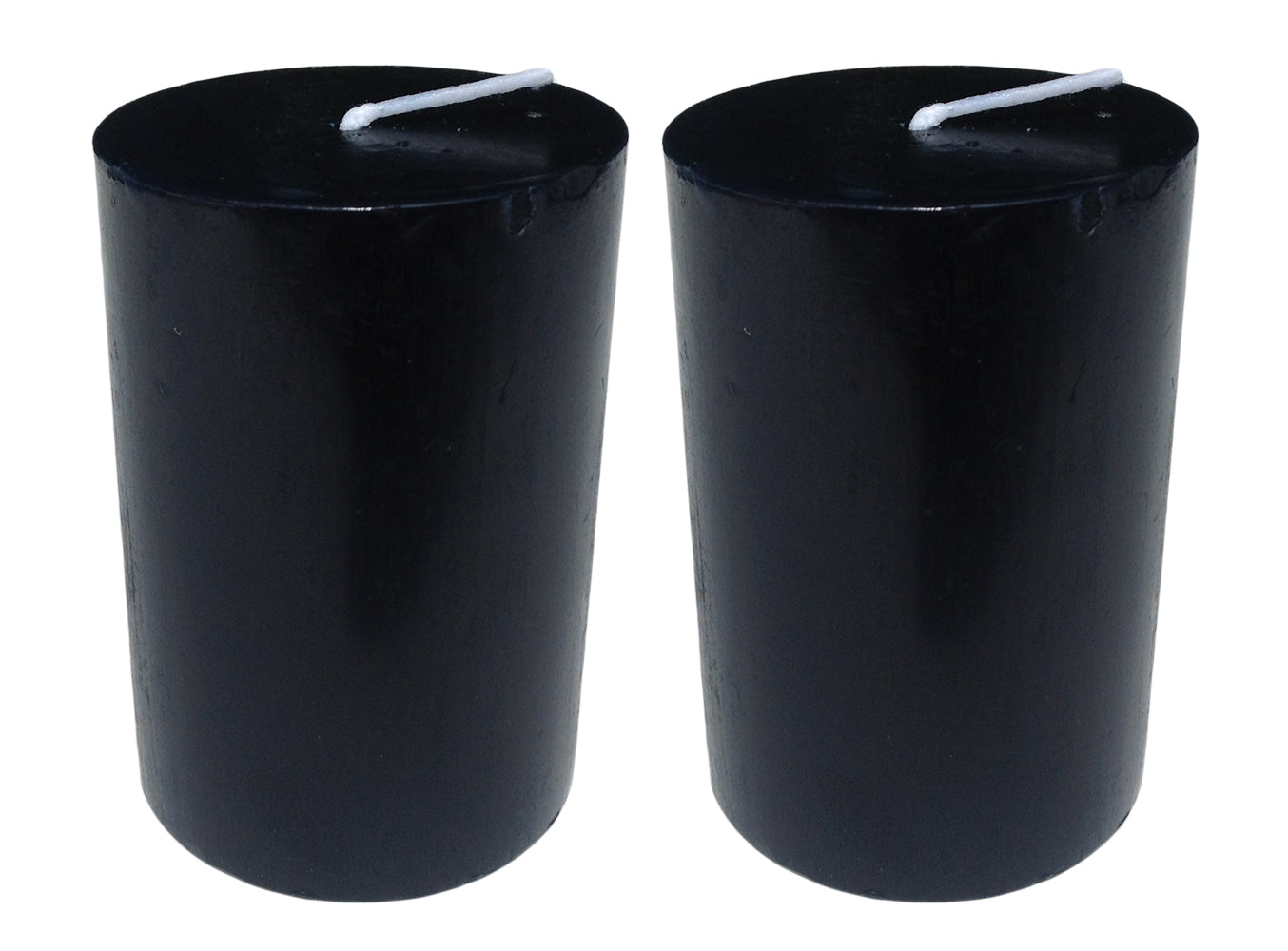 Black Pillar Candle size 8 x 5.5cm - Pack of 2