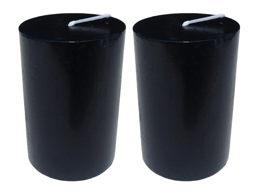 Black Pillar Candle size 8 x 5.5cm - Pack of 2
