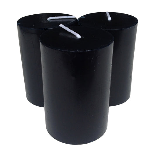 Black Pillar Candle size 8 x 5.5cm - Pack of 3