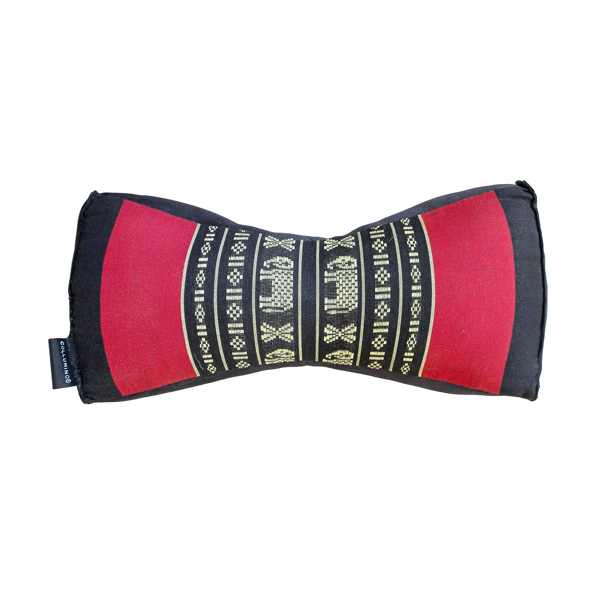 Kapok Chinese Neck Support Pillow ~ Red Black Elephants