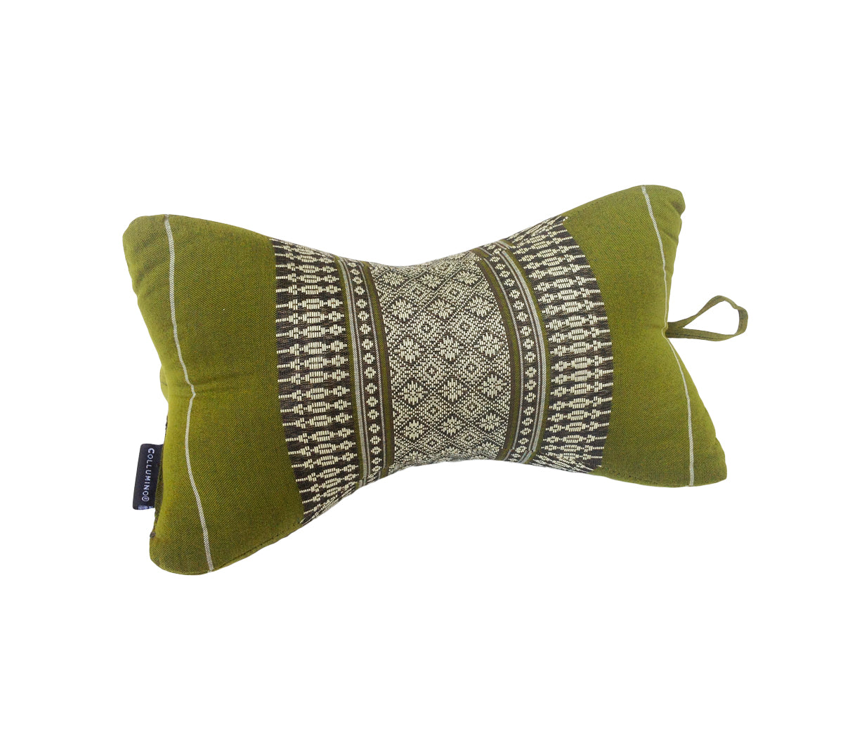Collumino Traditional Thai Kapok Neck Support Pillow – Organic Firm Yoga & Massage Bolster Cushion (30 x 15cm) Portable Headrest & Knee Support (Green)