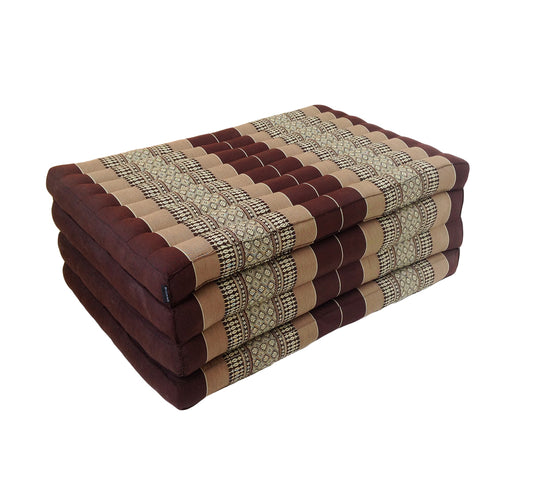 Thai Kapok Folding Floor Mattress – Single (200 × 80 cm) Natural Firm Support for Yoga, Meditation, Massage & Guest Bed, Indoor & Outdoor Use (Brown)