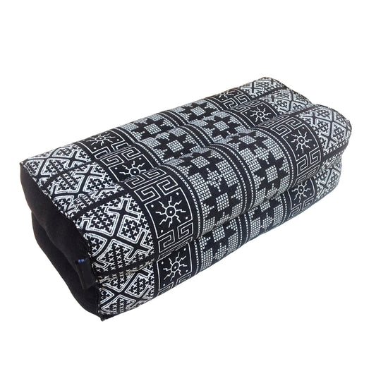 Thai Kapok Yoga & Meditation Cushion Support Block (35 × 15 × 10cm) – Natural Kapok Meditation Seat & Yoga Bolster by Collumino (Black & White Batik)