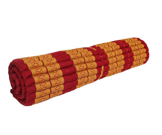 Thai Kapok XXL Roll-Up Double Mattress for Yoga or Massage, Copper Burgundy