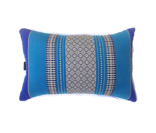 Traditional Thai Kapok Yoga & Meditation Support Pillow – Large Rectangle 45×28cm | Firm Floor Cushion for Yoga, Meditation & Massage (Royal Blue)