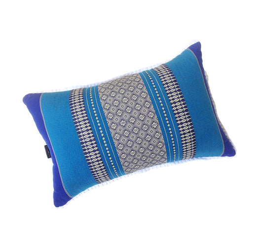 Traditional Thai Kapok Yoga & Meditation Support Pillow – Large Rectangle 45×28cm | Firm Floor Cushion for Yoga, Meditation & Massage (Royal Blue)