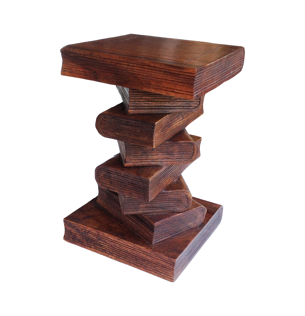 Collumino 20” (51cm) Solid Suar Wood Book Stack Side Table – Caramel Brown End Table & Accent Stool