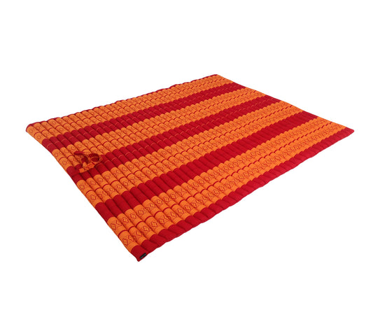 Thai Kapok XXL Roll-Up Double Floor Mattress for Yoga, Massage and Meditation (Red and Orange)