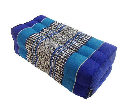 Thai Kapok Yoga & Meditation Cushion Support Block (35 × 15 × 10cm) – Natural Kapok Meditation Seat & Yoga Bolster by Collumino (Royal Blue)