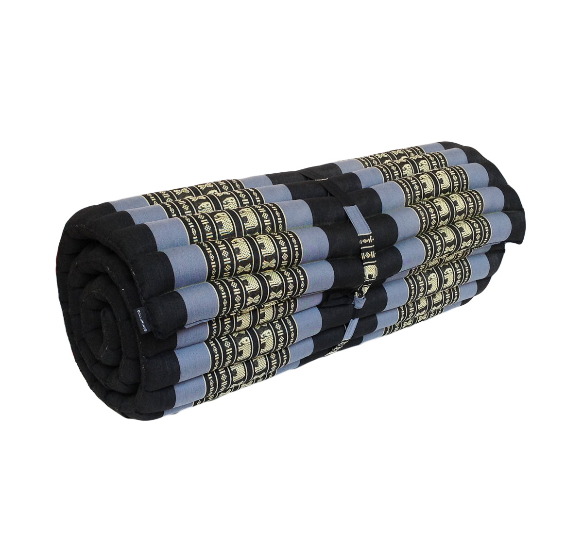 Thai Kapok Roll Up Floor & Topper Mattress – Medium 200 × 80cm - Navy Blue & Elephants