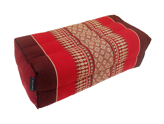 Thai Kapok Yoga & Meditation Cushion Support Block (35 × 15 × 10cm) – Natural Kapok Meditation Seat & Yoga Bolster by Collumino (Red & Maroon)